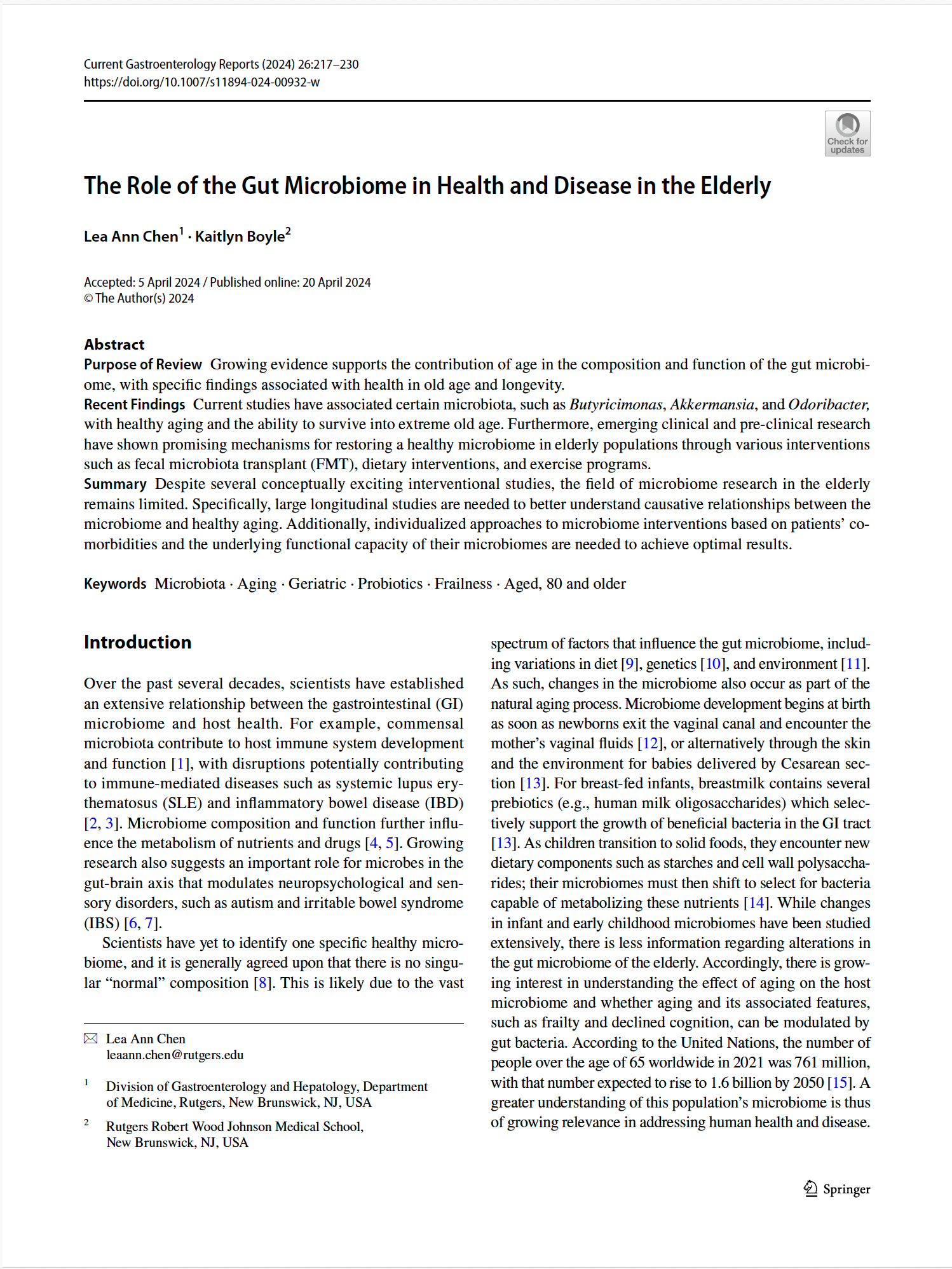Current Gastroenterology Reports, 2024