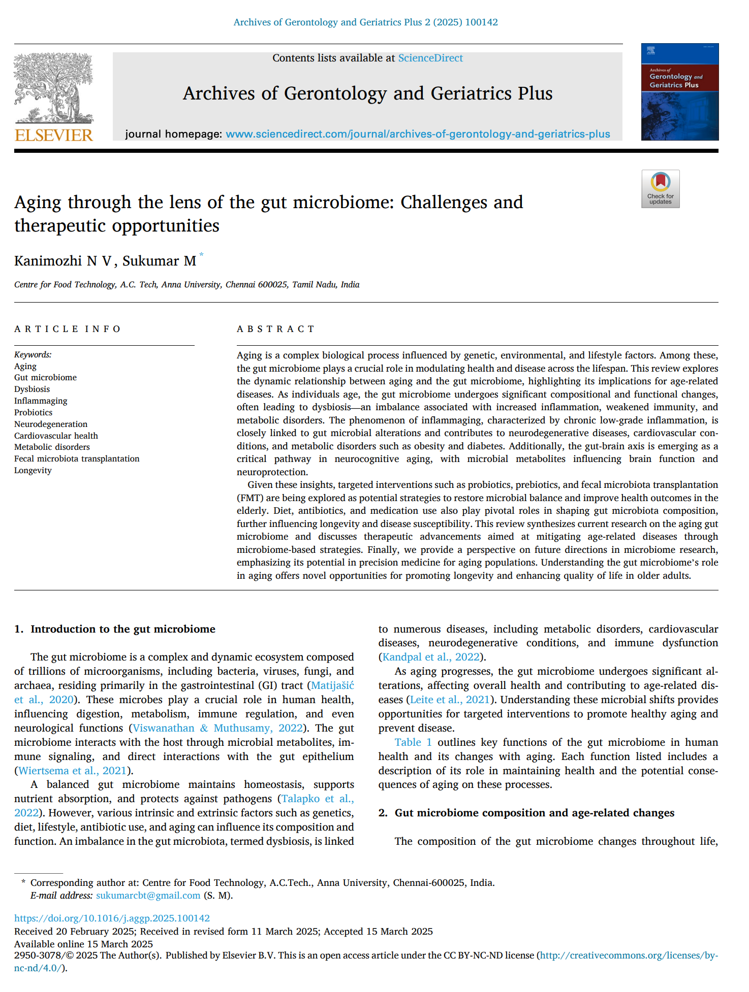Gerontology and Geriatrics Plus, 2025