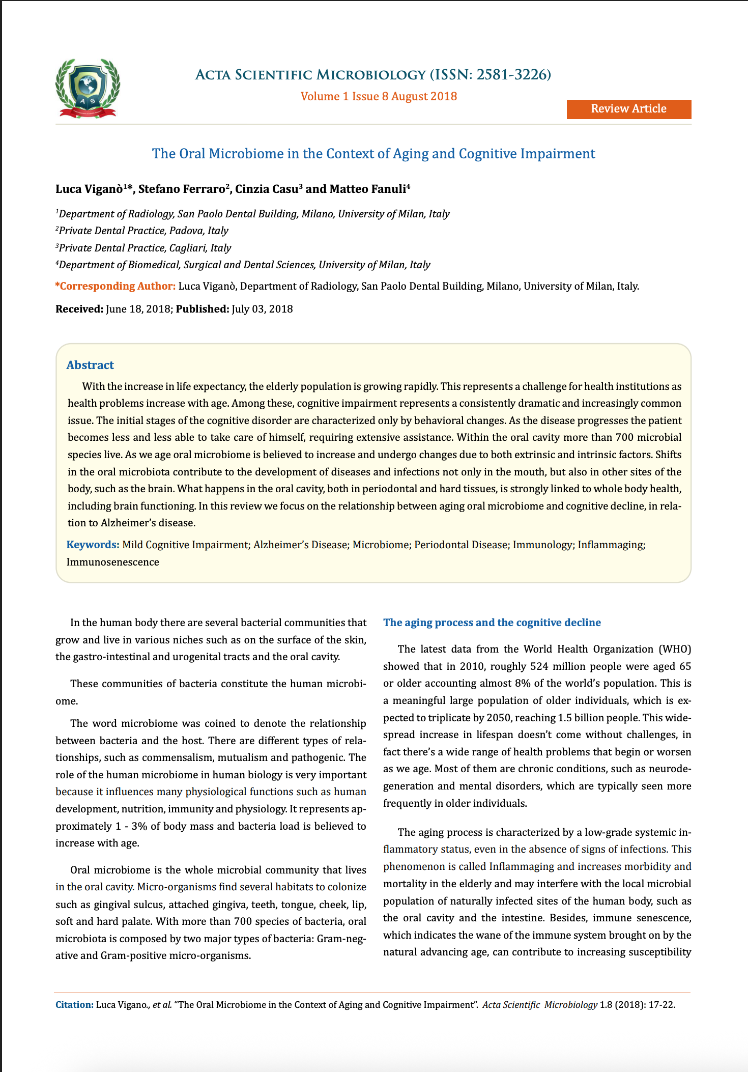 Acta Scientific Microbiology, 2018