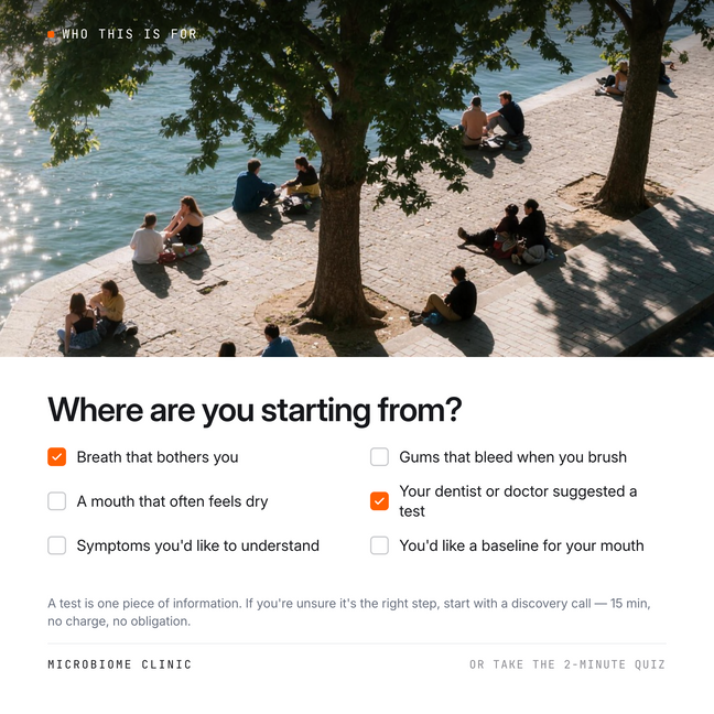 Who the Oral test is for, beside a river